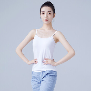 成人芭蕾舞练功服上衣女吊带背心无钢圈一体式打底内衣舞蹈服内搭白色