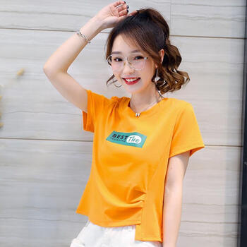 雪艺鸟女士半袖夏款不规则t恤时尚中年妇女衣服女夏天的短袖上衣女装