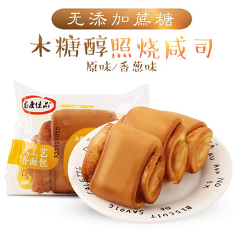 鑫康佳品木糖醇照烧咸司香葱面包250克咸味手撕面包中老年人无糖食品糖尿人零食糕点香葱味250克 图片价格品牌报价 京东