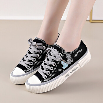 搭配裙子穿的平板鞋女生中学生高帮少女孩帆布鞋女百搭透气初中大童