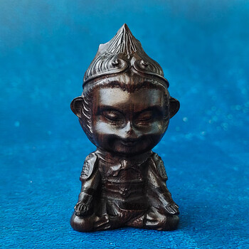 木雕小悟空手把件齐天大圣斗战圣佛木文玩挂件小摆件 【坐禅】高6.