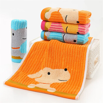 康童宝宝毛巾儿童洗脸柔软吸水家用100全棉加厚婴儿小面巾长方形款混