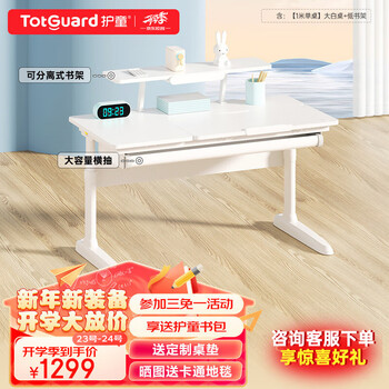 护童（Totguard）儿童学习桌椅小学生可升降书桌写字桌椅套装【超大桌面】电脑桌 【1米单桌】DW100P1-Y+低书架