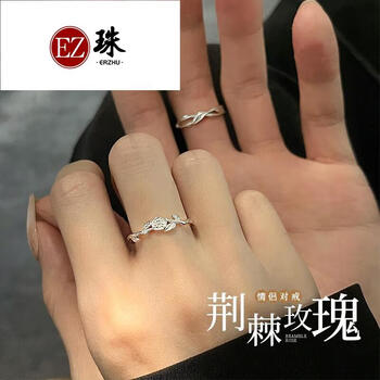 尔珠定制情侣戒指一对情侣款对戒开口纪念礼物定情七情人节送男女朋友