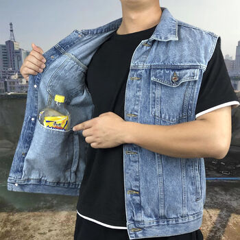 贺逐夏天马甲薄款男男士牛仔马甲春夏季无袖外套坎肩大码背心休闲褂子