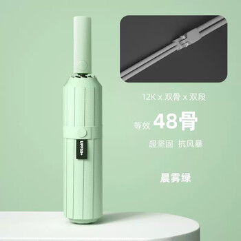 添晴 雨伞48骨加大全自动雨伞男女学生折叠收缩大号加固加厚结实抗风 48骨加大加固晴雨两用—山葵绿