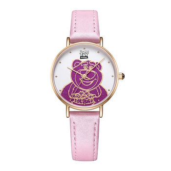 迪士尼disney草莓熊手表女款时尚可爱儿童初高中学生防水石英表草莓粉