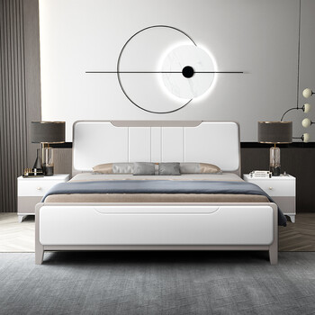 莎庭北欧简易现代简约实木床白色烤漆1.2单人1.35m1.8米双人床1.