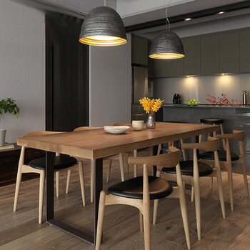 唐棣实木餐桌铁艺办公会议桌小吃店原木长条餐桌咖啡店长方形饭店工作