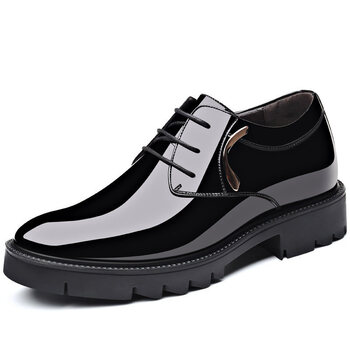 新品正装皮鞋男漆皮亮面亮皮光面增高鞋10cm商务内增高亮尖头10厘米特
