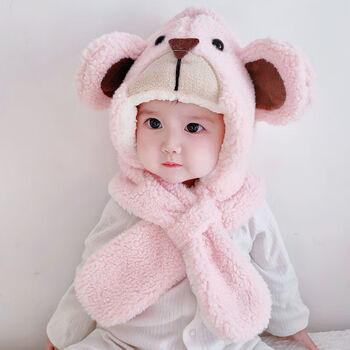 帽子秋冬款可爱超萌男宝宝女一体加厚保暖1-4岁儿童帽冬【冬日精选】