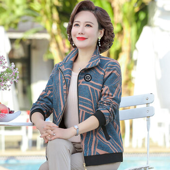 登帝奇2023新款妈妈春装洋气外套40岁50中年人上衣中老年女春秋薄款