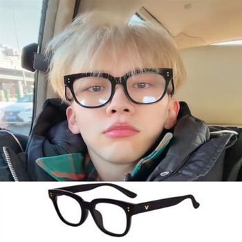 ukgf网红眼镜框男潮素颜神器大框防蓝光平光镜费启黑框左右300度