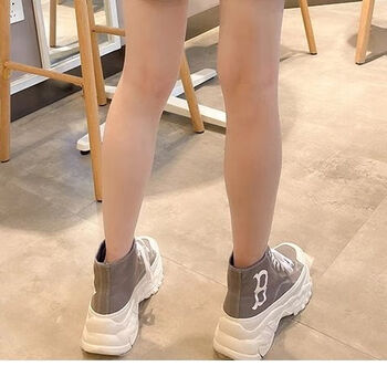 耐克韩国ml女鞋老爹鞋ny泫雅同款高帮帆布厚底增高松糕鞋运动鞋 b灰色