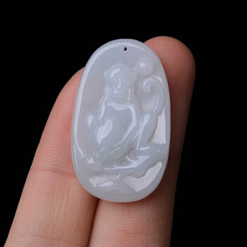 香漫里一图一物猴子吊坠缅甸冰糯种老坑a货翡翠生肖猴项坠送证书项坠