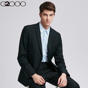 G2000西装00010054 G2000男装防静电格纹西服三防面料修身西装外套00010054 墨蓝色 79 52 180 行情报价价格评测 京东