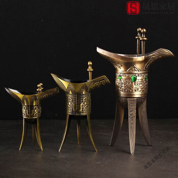 乐宏骏除夕夜团圆杯酒杯仿古青铜樽白代乾隆杯青铜杯三脚杯酒樽爵杯