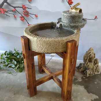 金石富景老石槽鱼缸石头水槽石磨流水缸养鱼室内循环加湿竹子阳台客厅小型景观摆件木架石槽子石盆水盆石钵直径 55公分石磨流水套装 图片价格品牌报价 京东