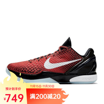 耐克nikenikekobe6科比6黑红21复刻低帮实战篮球鞋男女dh9888600dh