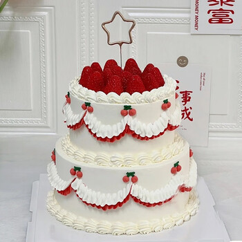 芙瑞多 双层水果生日蛋糕同城配送卡通儿童祝寿草莓巧克力送女友男友
