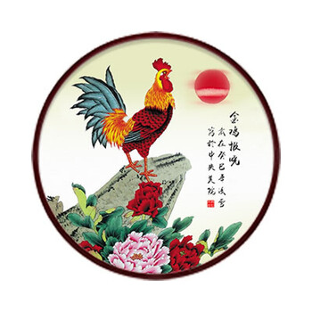 湘绣摆屏风件玄关富贵吉祥客厅风水大公鸡挂画生肖鸡大吉大利报晓图02
