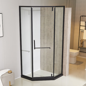 卫生间一体式干湿分离移动淋浴房 黑色隔断淋浴房干湿分离浴室钻石型