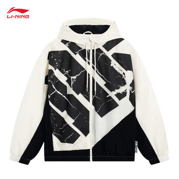李宁(li-ning)男装外套2023反伍badfive男子宽松运动风衣 米白色-3