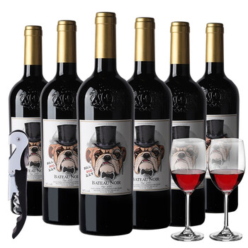 黑舰（Bateau Noir）法国原装原瓶进口14度斗牛犬229干红葡萄酒红酒750ml*6瓶送酒杯