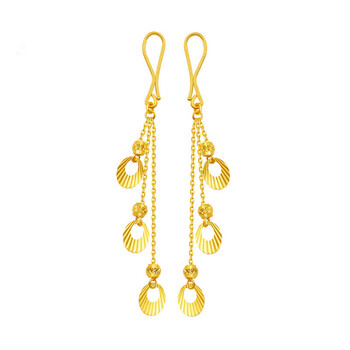 老凤凰 9999足金耳坠长款祥结婚订婚黄金耳环女金耳钉时尚流苏耳钩