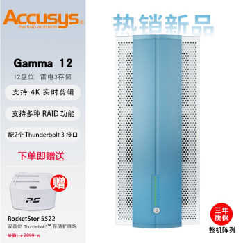ACCUSYS 世仰 Gamma12 12盘雷电3磁盘阵列柜 Accusys世仰静音雷电 磁盘阵列 标配国行120TB企业存储容量