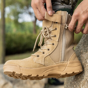 战狼突击新式作战靴高帮男鞋防滑耐磨战术靴军勾靴沙漠靴新阿木沙色43