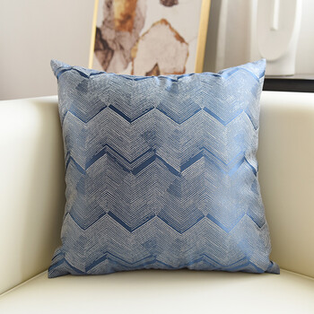 居八佰 沙发抱枕靠垫轻奢高精密布艺床头办公室护腰靠背汽车腰枕 蓝色