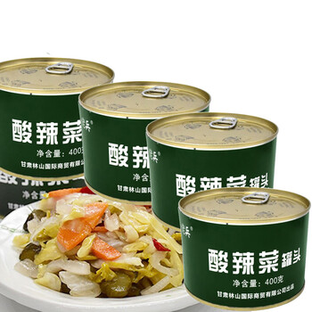 佬兵酸辣菜罐头400g4下饭菜罐储备应急铁罐400g2罐