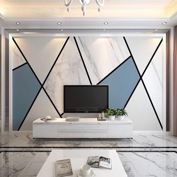 梵帝欧客厅电视背景墙壁纸壁画简约现代防水墙纸几何线条大理石纹影视