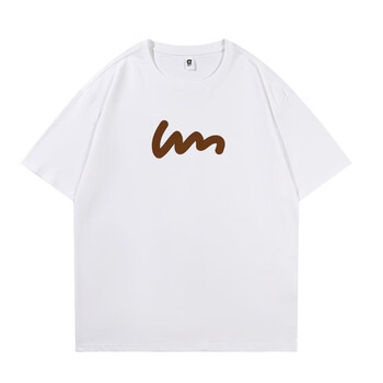 一树潮牌日系ins简约短袖t恤男士夏季宽松随笔线圆领印花上衣 白色 m