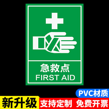 医药箱药品箱急救点医疗站急救室警示牌贴纸pvc板安全标识标志标签