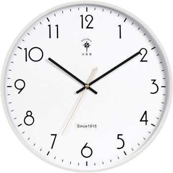 北极星（POLARIS）挂钟 客厅北欧钟表挂墙家用时钟现代简约大气挂表时尚11英寸石英钟 2551白色