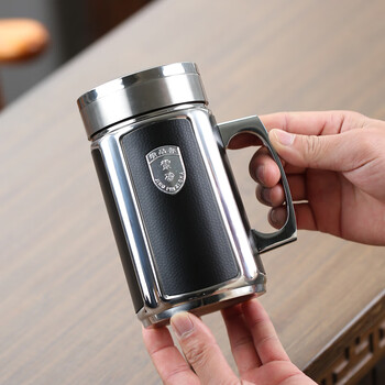 郦狼老板杯高档紫砂保温杯男士商务礼品定制感泡茶水杯子刻字logo精品