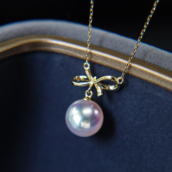 吉裕日本akoya海水珍珠项链吊坠18k金单颗天女级钻石款锁骨链18k锆石