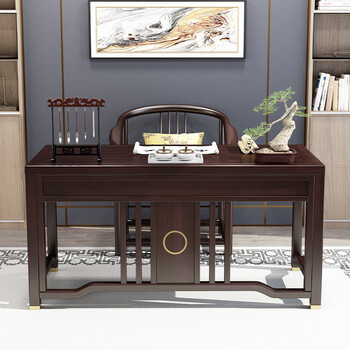 中式一字办公桌椅书房写字书台书法桌家用新中式书桌色1407076cm否