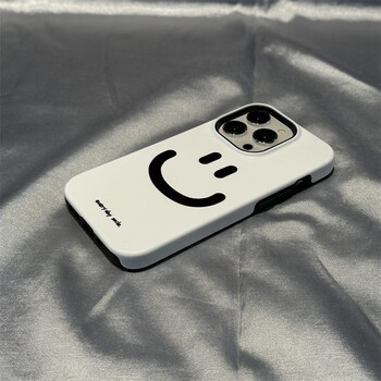 新款菲林二合一适用苹果14手机壳文艺涂鸦笑脸iphone14promax耐看简约