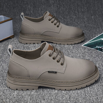 回力秋季潮流休闲低帮马丁靴男防水防滑男士皮鞋夏季百搭大头鞋土黄39