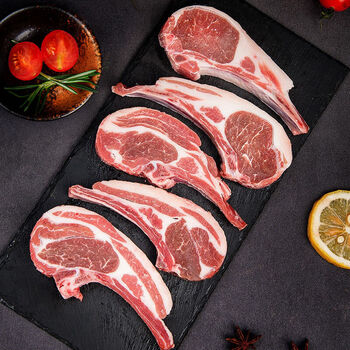 法式羊排新鲜草原厚切羊肉战斧烧烤冷冻非调理羔羊肋排西餐食材二斤装