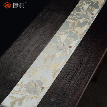 檀源 西阵织茶席桌旗茶桌布防水禅意高端茶道麻布布艺茶布干泡茶台茶