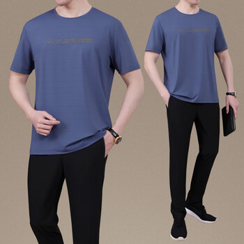 俞兆林轻奢品牌运动套装男夏季新款高档套装中老年男士爸爸夏装速干