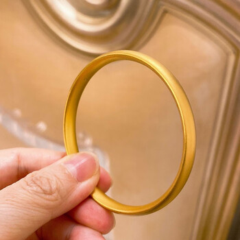 和富隆(hafilo)古法黄金手镯子足金9999半实心空扁圆素圈泥鳅背传承