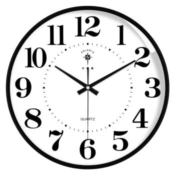 北极星（POLARIS）钟表挂钟客厅家用时尚轻奢现代简约电子时钟挂墙石英 黑框简约款 14英寸