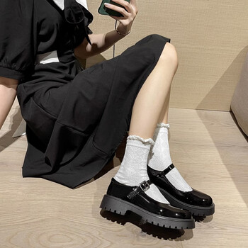 他程百丽英伦风小皮鞋女2023秋季新款日系jk乐福鞋厚底单鞋玛丽珍鞋子