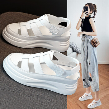 sipuwang凉鞋女鞋子女夏季新款韩版百搭真皮厚底女凉鞋运动风休闲鞋