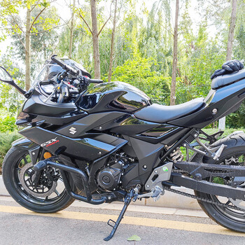 适用铃木gsx250r保险杠防摔杠前护杠gsx250-a竞技杠弹簧头杠改装 黑色